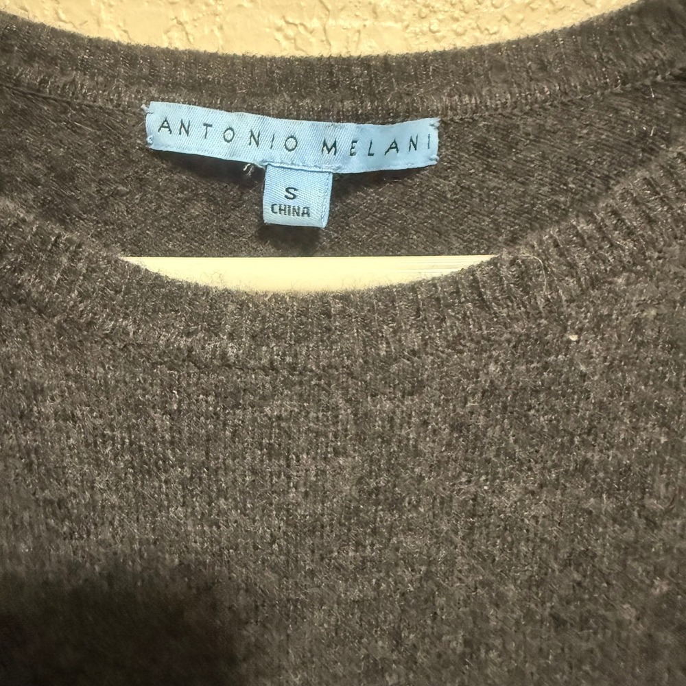 Antonio Melani 100% Cashmere Sweater Dress Gray Short Sleeve Fit Flare Small - Picture 2 of 12